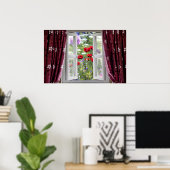 野生の花園に窓を開ける ポスター (ホームオフィス)