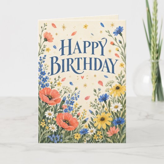 野生の花園　お誕生日おめでとうカード カード (正面)