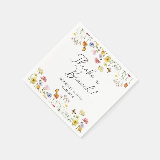 野生の花感謝していの蝶のブ結婚ランチ スタンダードカクテルナプキン (角)