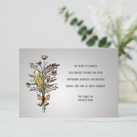 野生の花束の葬儀サンキューカード サンキューカード (スタンド正面)