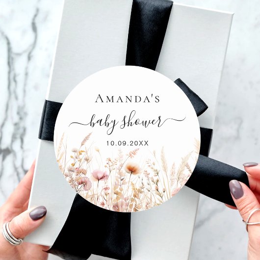 野生の花桃ピンクの赤ちゃんシャワー ラウンドシール