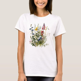 野生の花植物花自然カラフル Tシャツ
