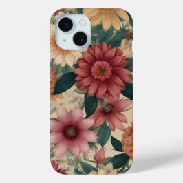 野生の花模様 iPhone 15ケース