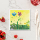 野生の花畑に咲くアリと青の蝶 スタンダードカクテルナプキン (インサイチュ)
