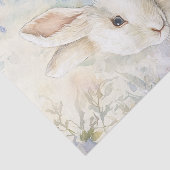 野生の花畑に座るかわいい白いウサギ 薄葉紙 (詳細)