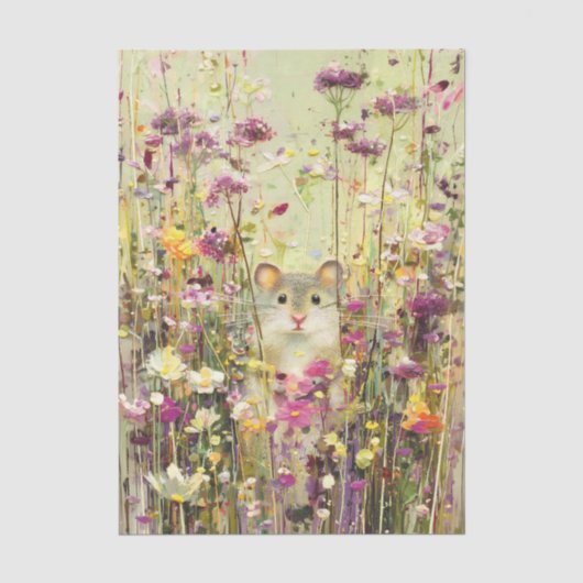 野生の花畑のフィールドマウス EE6R デコパージュ 薄葉紙 (正面)