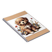 野生の花畑の可愛い子犬 ノートブック (右側)