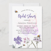 野生の花紫色のピンクの蝶ブライダルシャワー 招待状 (正面)