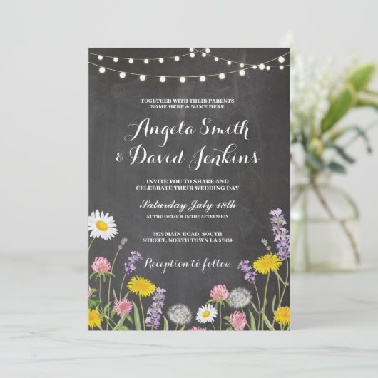 野生の花結婚式招待状チョークライト 招待状 (スタンド正面)