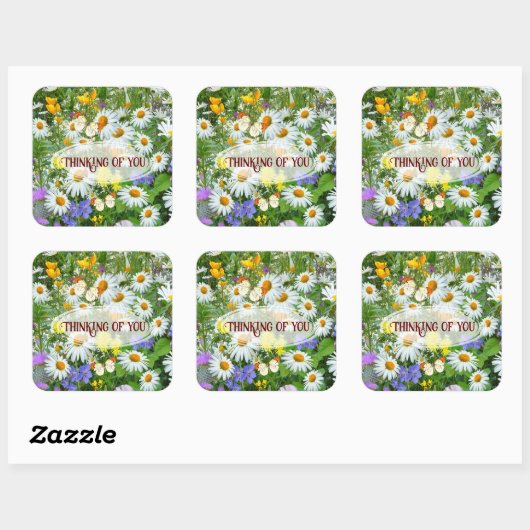 野生の花考えの牧草地 スクエアシール (シート)