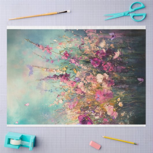 野生の花鮮やか抽象芸術風景 薄葉紙 (クラフト)