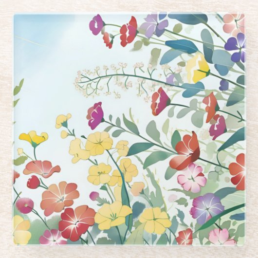 野生の花 ガラスコースター (正面)