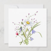 野生の花 グリーン 花のクリスチャン ウェディング 招待状 (裏面)