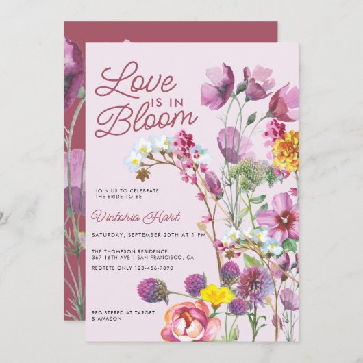 野生の花 | ボホブライダルシャワー 招待状 (正面/裏面)
