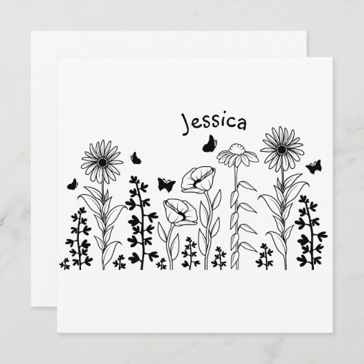 野生の花 モノクロ (正面/裏面)