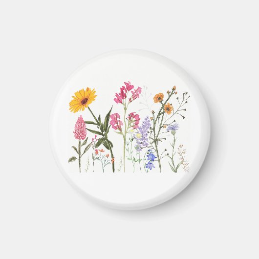 野生の花,ヴィンテージ植物学, Pastelフローラ マグネット (正面)