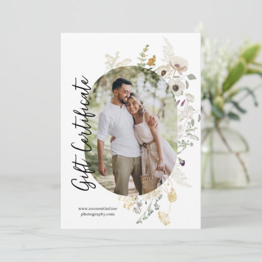 野生の花 | 楕円形の写真 | 写真ギフトカード (スタンド正面)