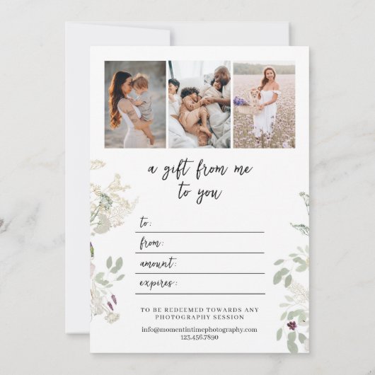 野生の花 | 楕円形の写真 | 写真ギフトカード (裏面)