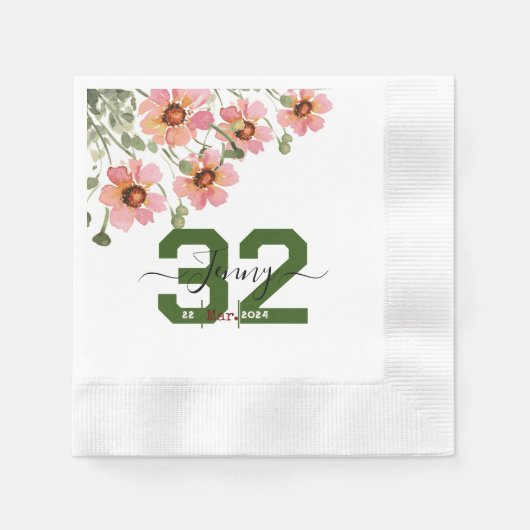 野生の花 縁ありカクテルナプキン (正面)