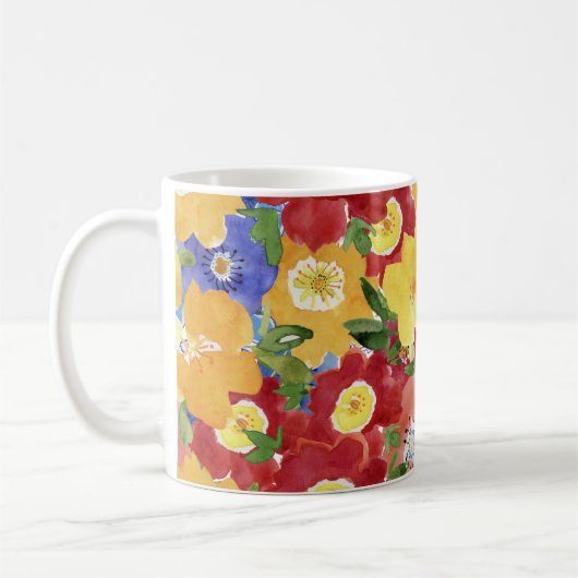 野生の花:繰り返しフローラシームレス コーヒーマグカップ (左)