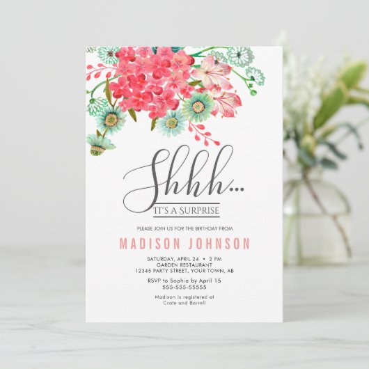 野生の花 |誕生日サプライズパーティの招待状 招待状 (スタンド正面)