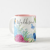 野生の花（鳥あじさい色）フローラ水彩 ツートーンマグカップ (正面左)