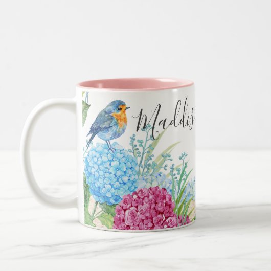 野生の花（鳥あじさい色）フローラ水彩 ツートーンマグカップ (左)