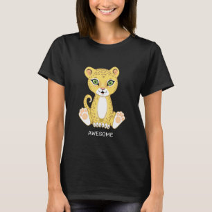 野生の若いヒョウの動物のキャラクターTシャツ Tシャツ