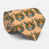 野生の若い虎の顔パターンのライトオレンジ ネクタイ (ロール)