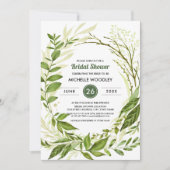 野生の草原 |グリーンボタニカルブライダルシャワー 招待状 (正面)