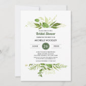 野生の草原 |グリーンボタニカルブライダルシャワー 招待状 (正面)