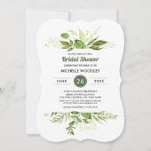 野生の草原 |グリーンボタニカルブライダルシャワー 招待状 (正面)