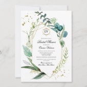 野生の草原 |グリーンボタニカルブライダルシャワー 招待状 (正面)