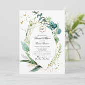 野生の草原 |グリーンボタニカルブライダルシャワー 招待状 (スタンド正面)