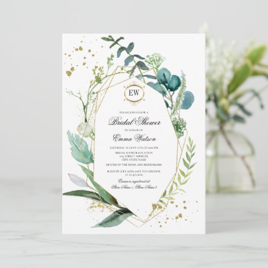 野生の草原 |グリーンボタニカルブライダルシャワー 招待状 (スタンド正面)