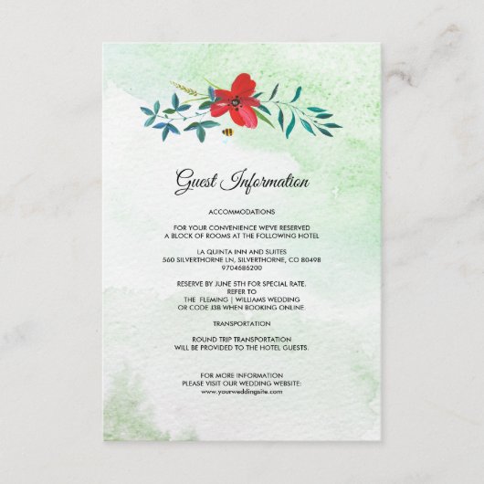 野生の草原 |サマーフォレスト結婚の詳細カード エンクロージャーカード (正面)