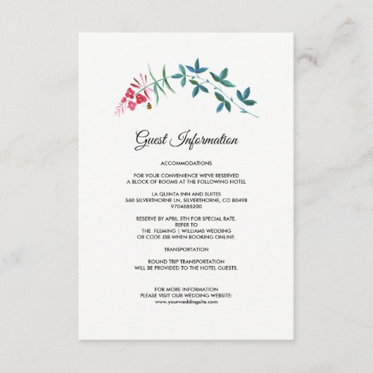 野生の草原 |サマーフォレスト結婚の詳細カード エンクロージャーカード (正面)