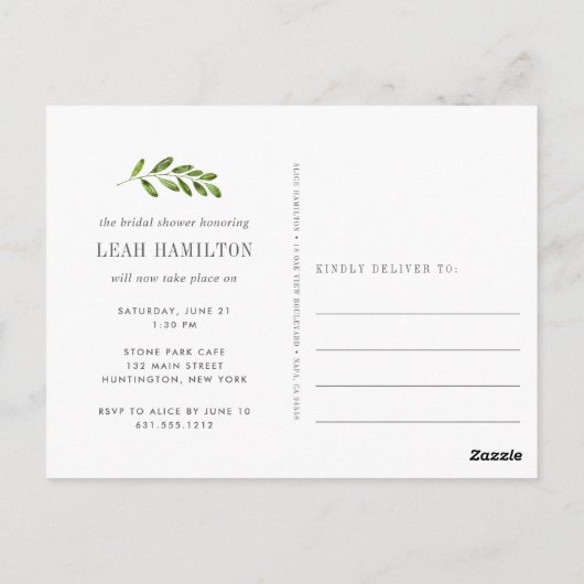 野生の草原 |ブライダルシャワーの変更 ポストカード (裏面)