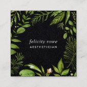 野生の草原 |ブラックボタニカルフレームQRコード スクエア名刺 (正面)