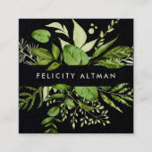 野生の草原 |ブラックボタニカルQRコード スクエア名刺 (正面)