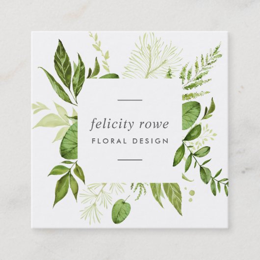 野生の草原 |ボタニカルフレームQRコード スクエア名刺 (正面)