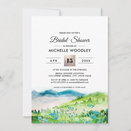 野生の草原 |春マウンテンズブライダルシャワーインビ 招待状 (正面)