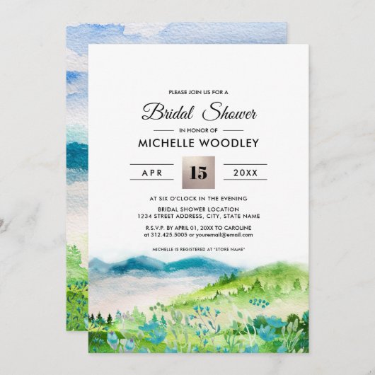 野生の草原 |春マウンテンズブライダルシャワーインビ 招待状 (正面/裏面)