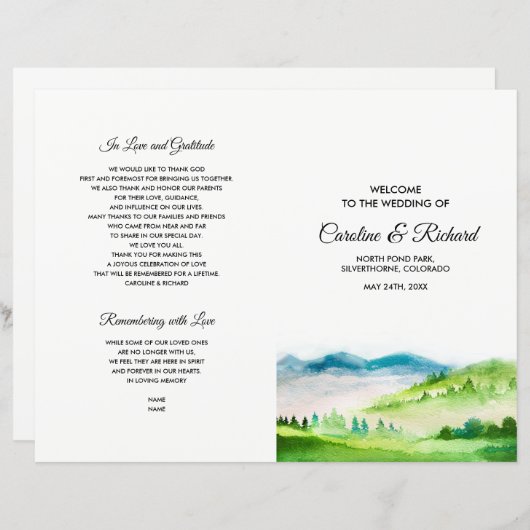 野生の草原 |春山結婚式 プログラム (正面/裏面)