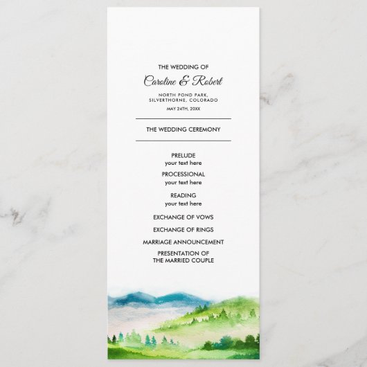 野生の草原 |春山脈結婚式 プログラム (正面)