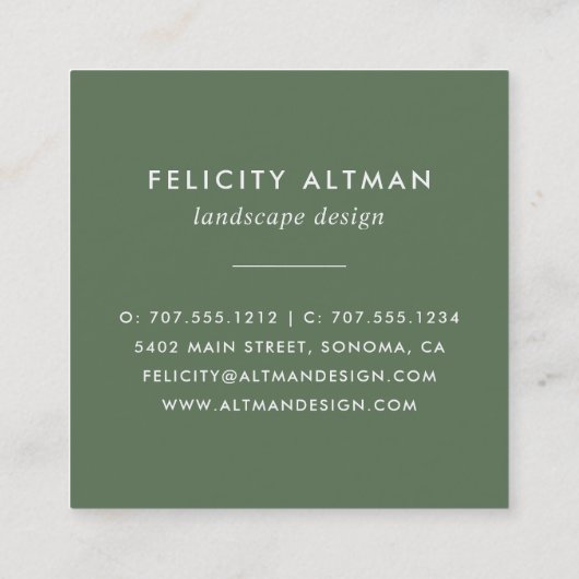 野生の草原 |植物学 スクエア名刺 (裏面)