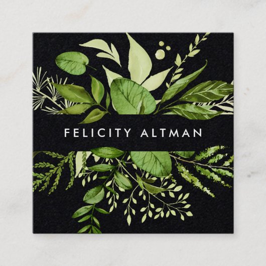野生の草原 |黒植物学 スクエア名刺 (正面)