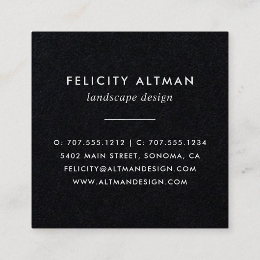 野生の草原 |黒植物学 スクエア名刺 (裏面)