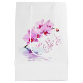 野生の蘭の花の誕生日/ミニマリスト ミディアムペーパーバッグ (裏面)