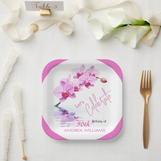 野生の蘭の花50誕生日 ペーパープレート (ウェディング)